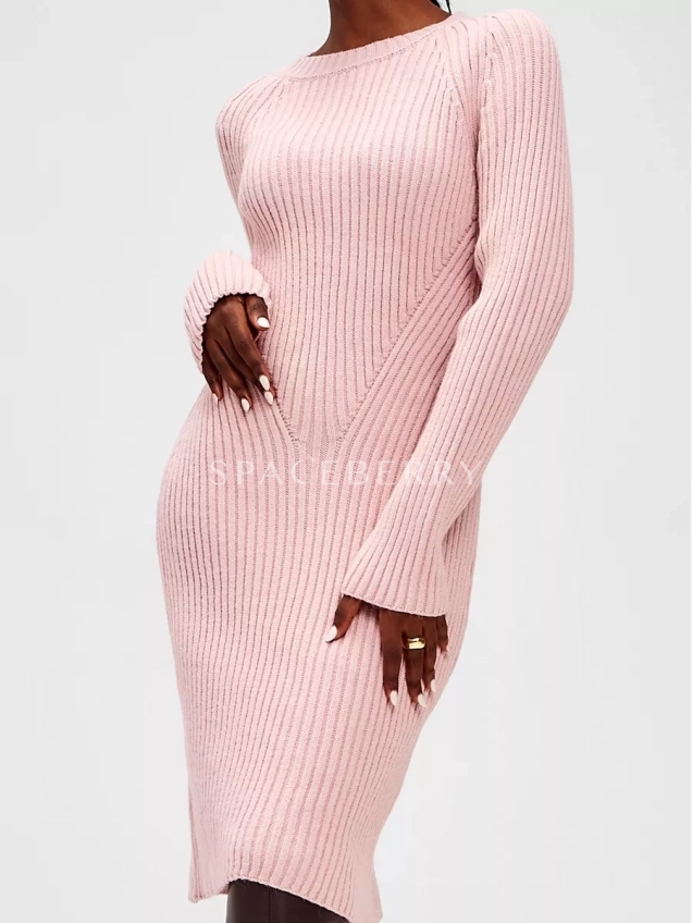 Женское теплое вечернее вязаное платье